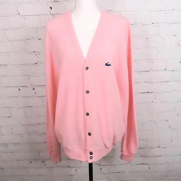 Lacoste Sweaters - LACOSTE Vintage Pink Cardigan Sweater L